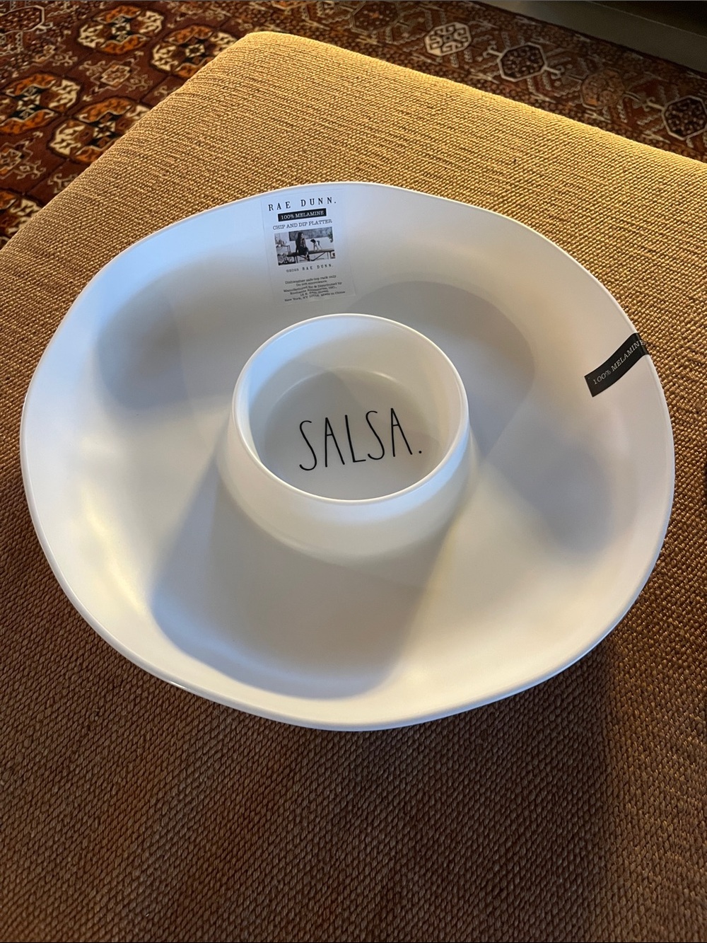 Rae Dunn White 'SALSA' Chip & Dip Platter